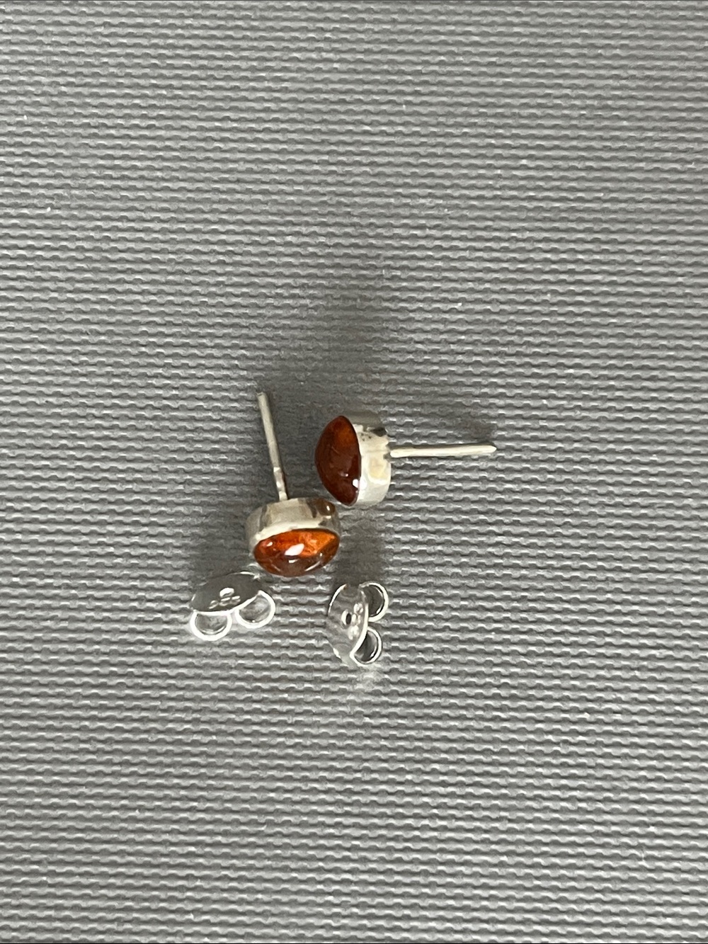 Amber Sterling Stud Earrings - Picture 3 of 11